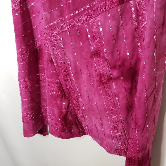 Y2K Sequin Tank Top Magenta Pink Fairygrunge Asymmetrical Blouse Dressbarn 2X - Picture 3 of 6